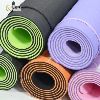 Double layer Yoga Mat Material TPE L72 Inch Untuk Senam Pilatesates