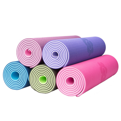 Double Layer Single Layer Tpe Yoga Mat Logo Kustom 6 Mm Untuk Berolahraga Yoga