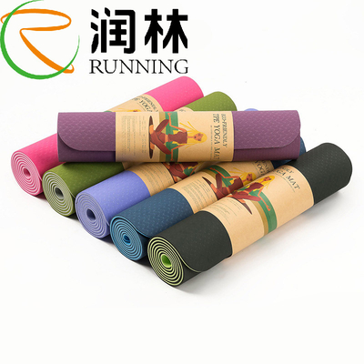 Gym Pilates Yoga Tpe Rubber Tebal Fitness Mat Anti Slip Logo Kustom